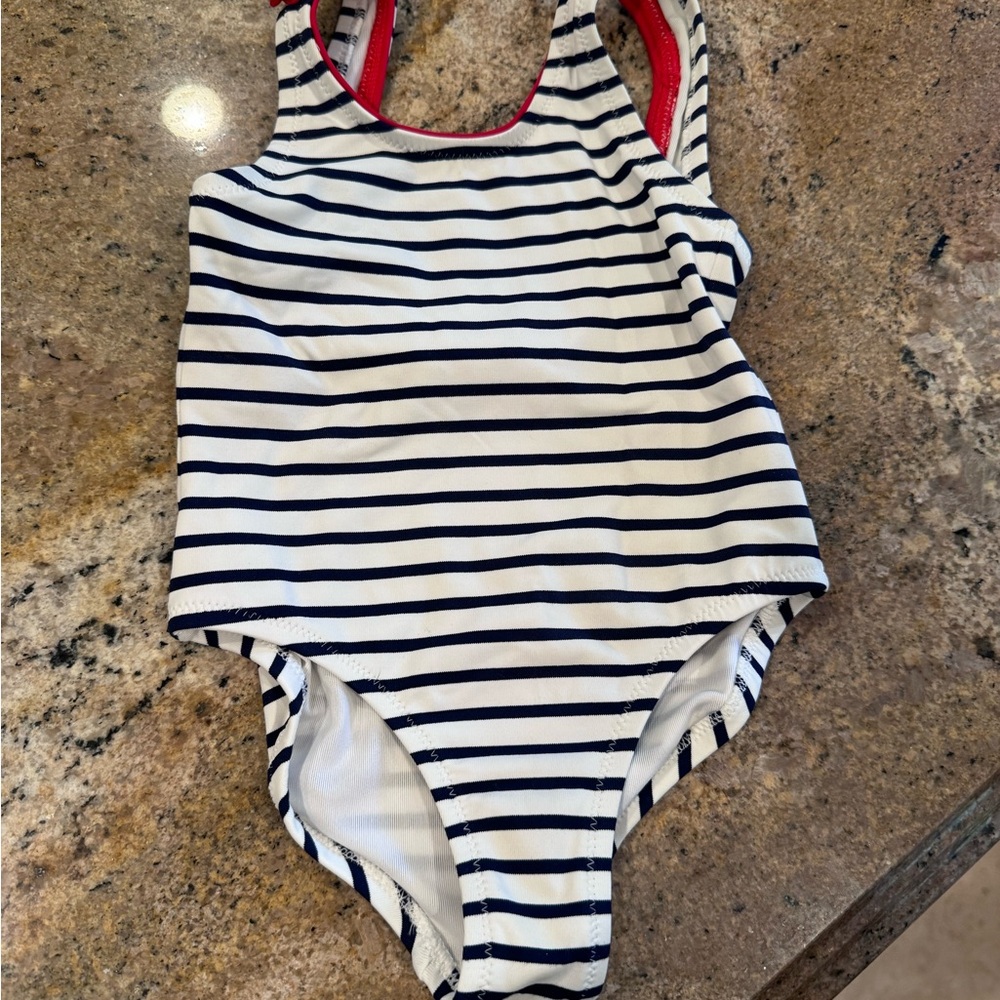 Jacadi striped swimsuit- 36 month old but fits like 24- brand new w/o tags